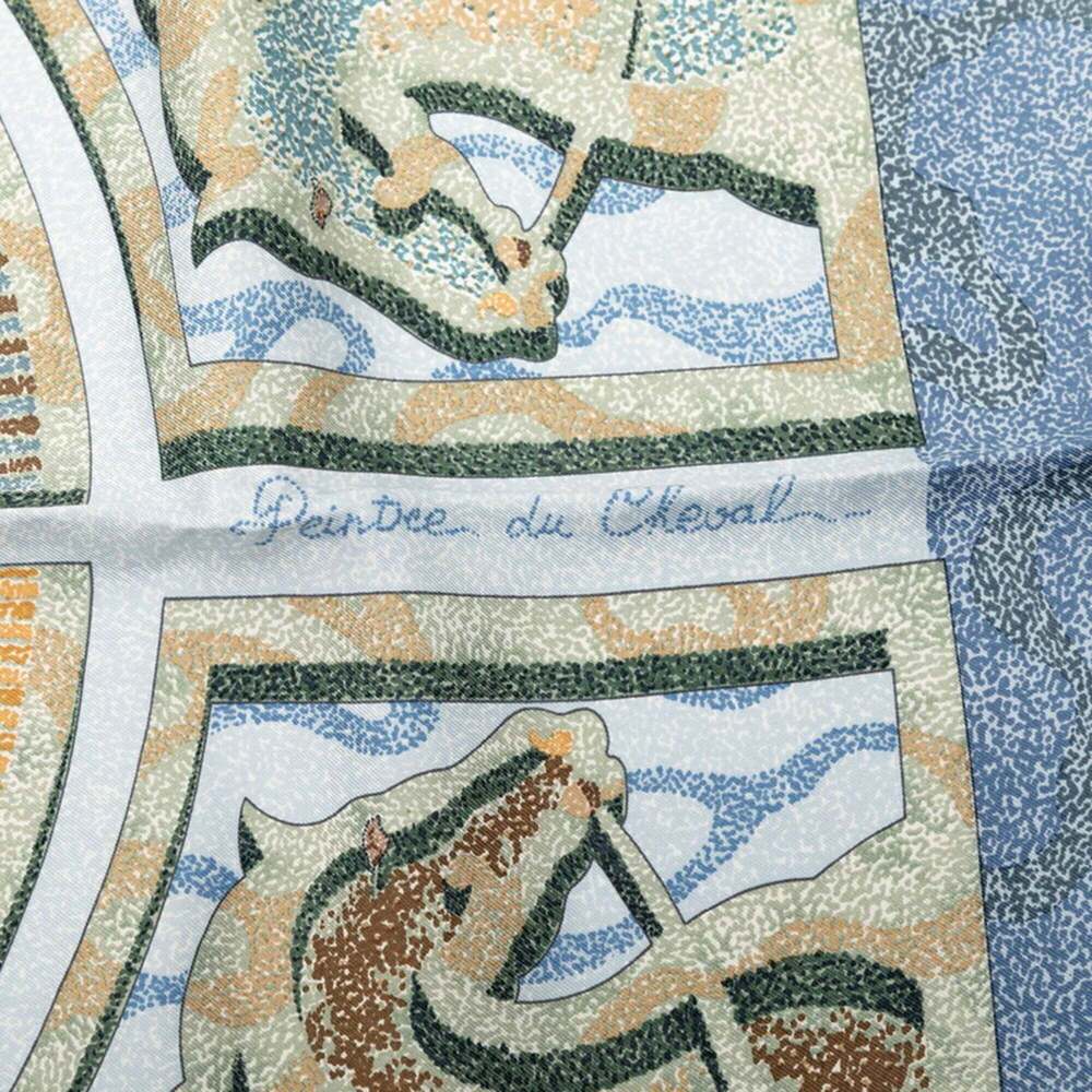 HERMES Blue Silk Scarf - Picture 5 of 8